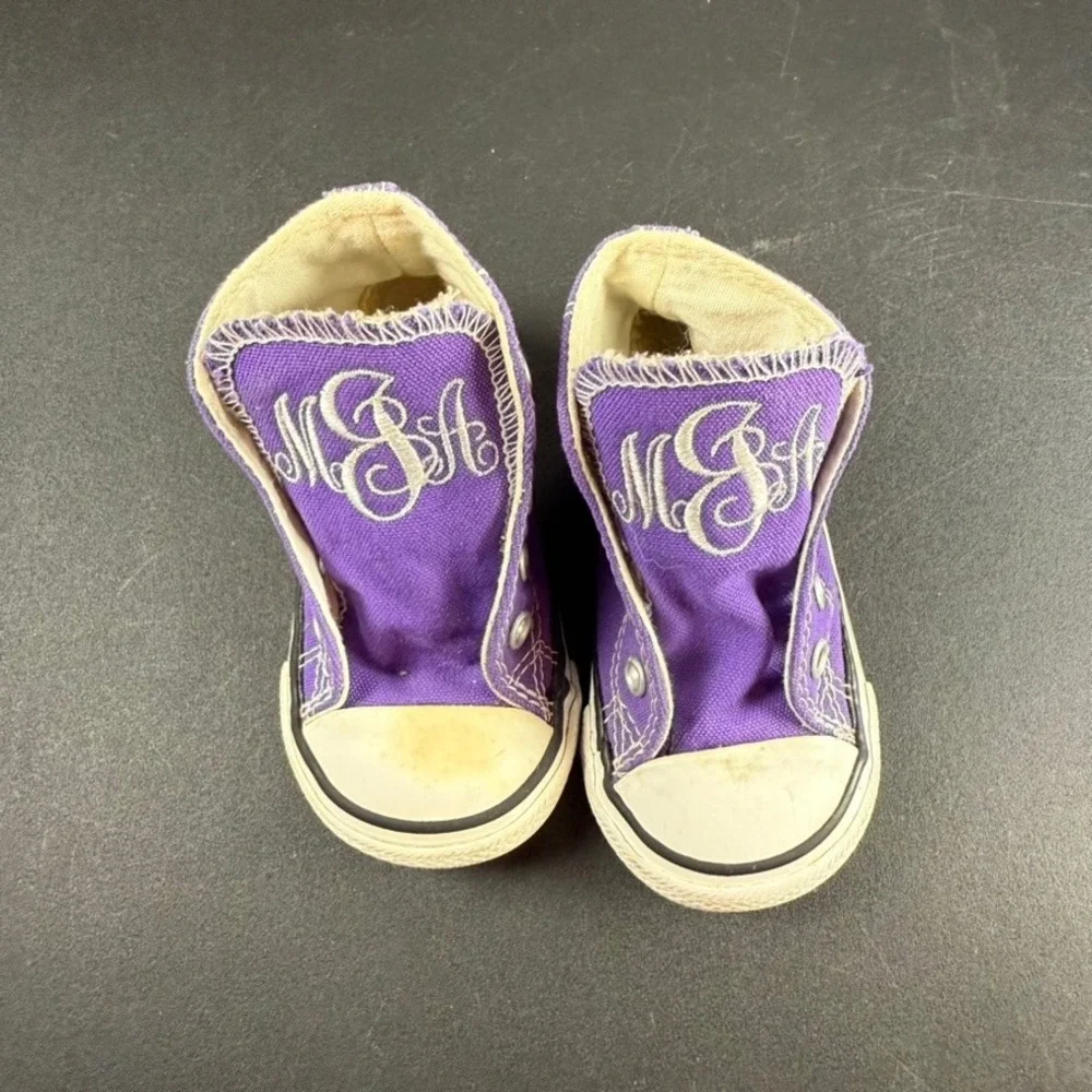 Converse All Star Purple Embroidered Monogrammed Toddler Shoes Size 4‎